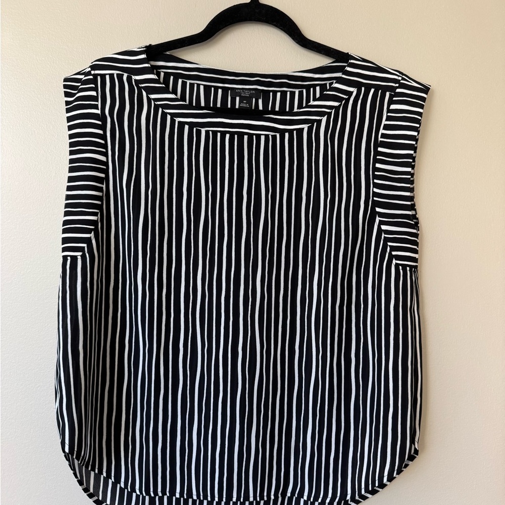 Ann Taylor Black and White Striped Blouse